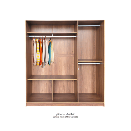 ตู้เสื้อผ้า 3 บานเปิด WISDOM DESIGN FURNITURE รุ่น WR601 180 ซม. สีแอชบราวน์_2